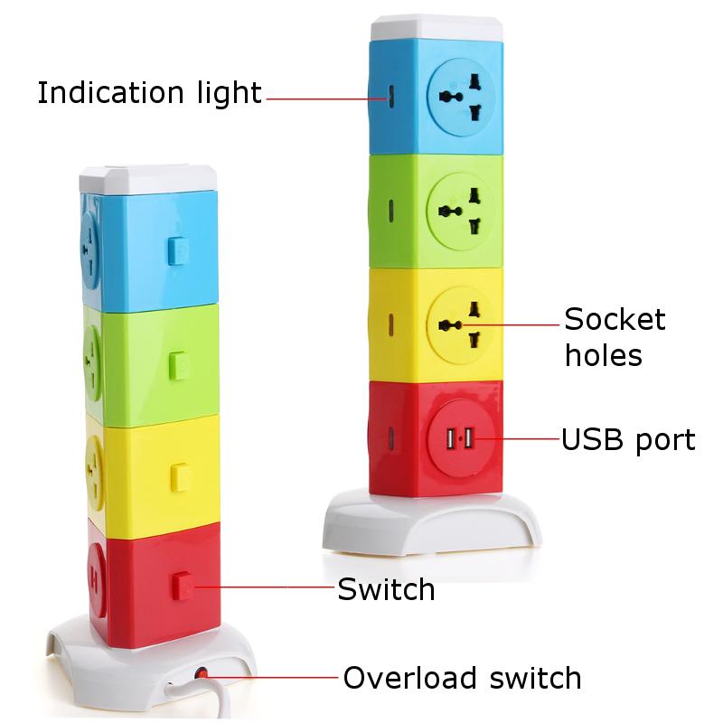 Alardor-Four-Tiers-Rotating-Socket-Patch-Panel-USB-Plug-Board-Surge-Protection-Power-Strip-1151688-9