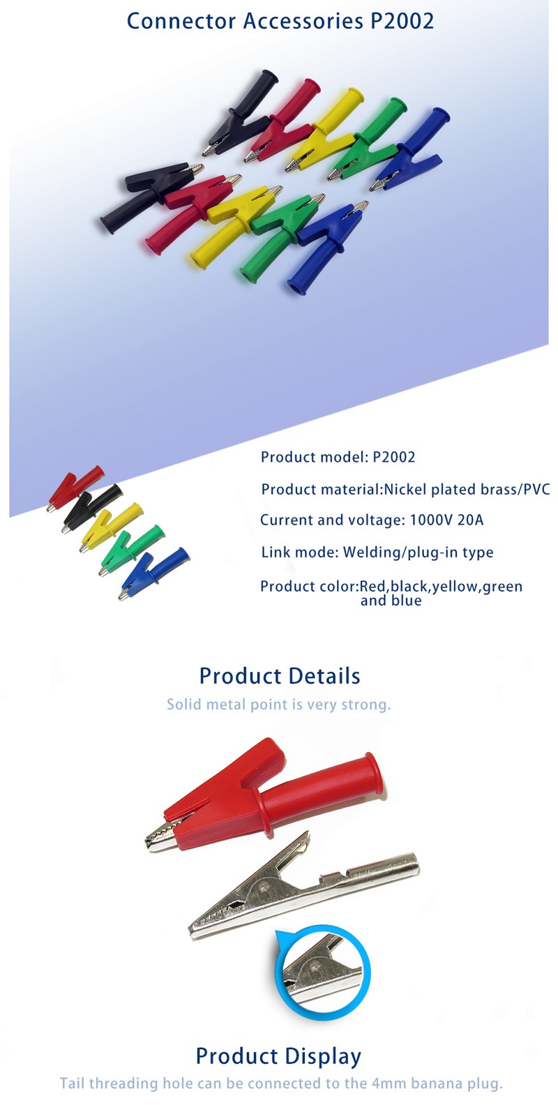 DANIU-P2002-10Pcs-5-Color-100V-20A-4mm-Banana-Plug-Crocodile-Alligator-Clips-Safety-Test-Folders-1109355-1