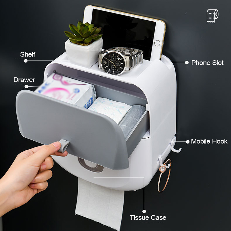 3-Colors-Toilet-Tray-Roll-Paper-Tissue-Holder-Waterproof-Wall-Mounted-Storage-Box-Shelf-1617919-2