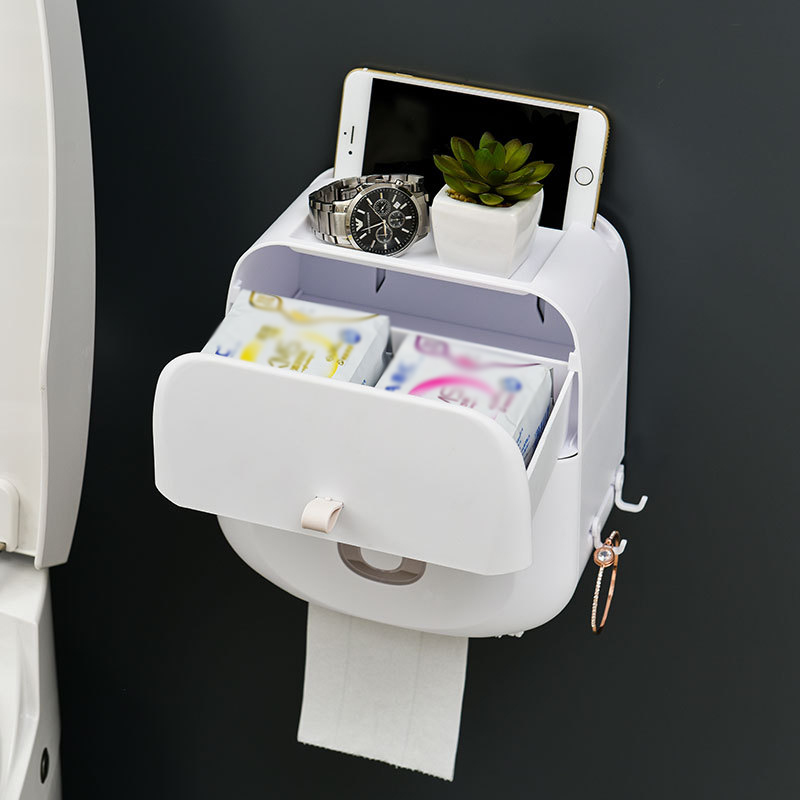 3-Colors-Toilet-Tray-Roll-Paper-Tissue-Holder-Waterproof-Wall-Mounted-Storage-Box-Shelf-1617919-9
