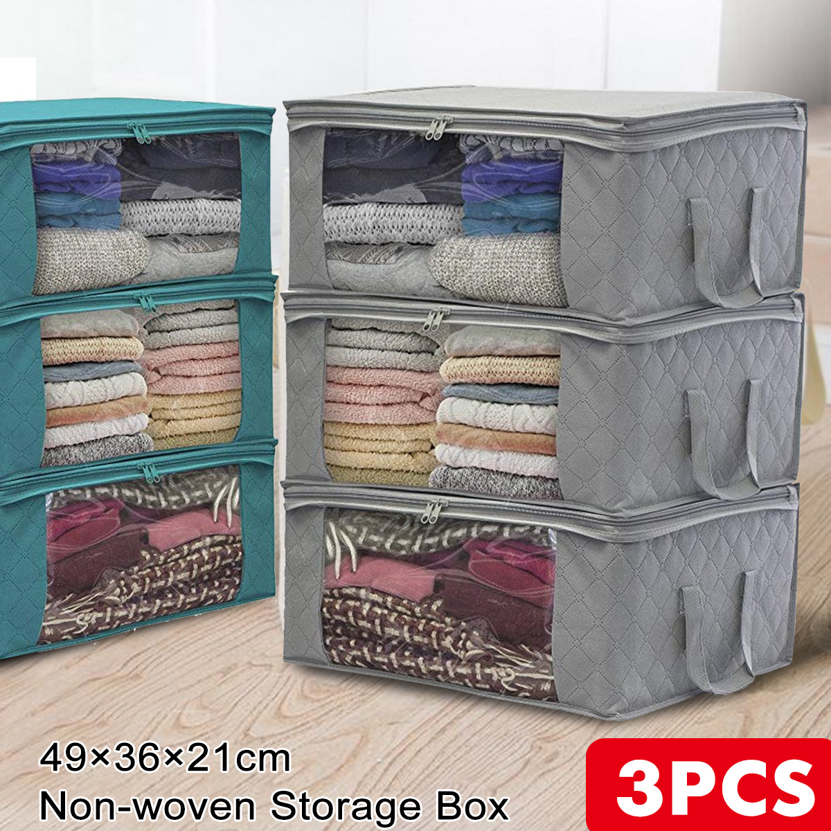 3PCS-Foldable-Clothes-Storage-Boxes-Bags-Ziped-Organizers-Closet-Wardrobe-1705829-1