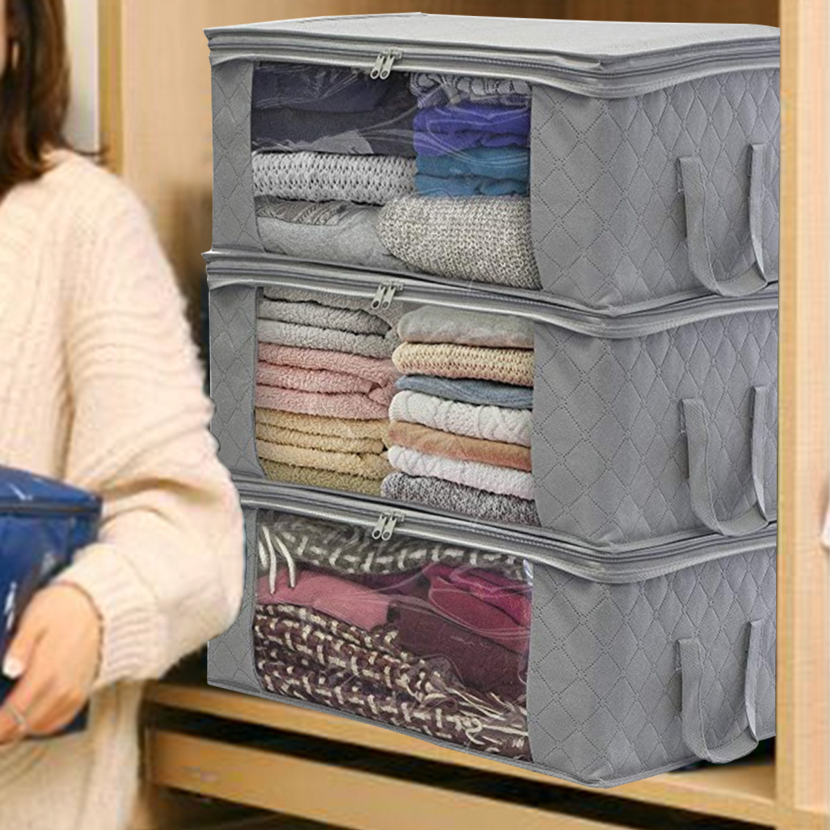 3PCS-Foldable-Clothes-Storage-Boxes-Bags-Ziped-Organizers-Closet-Wardrobe-1705829-7