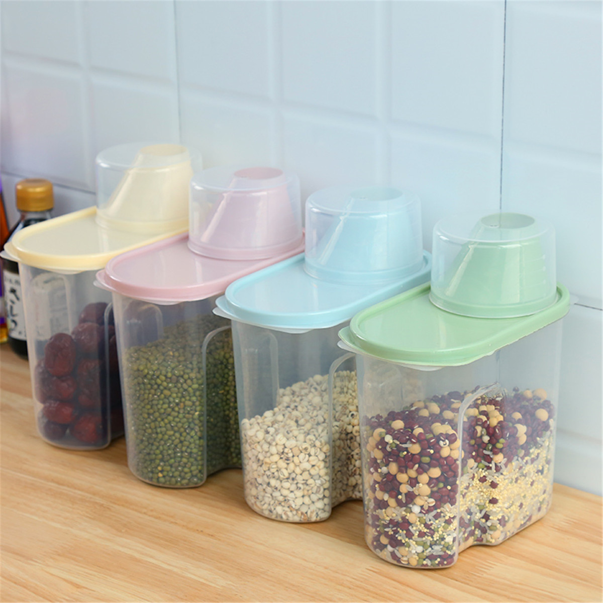 4Pcs-Cereal-Storage-Box-Plastic-Rice-Container-Food-Sealed-Jar-Cans-Kitchen-Grain-Dried-Fruit-Snacks-1730653-6