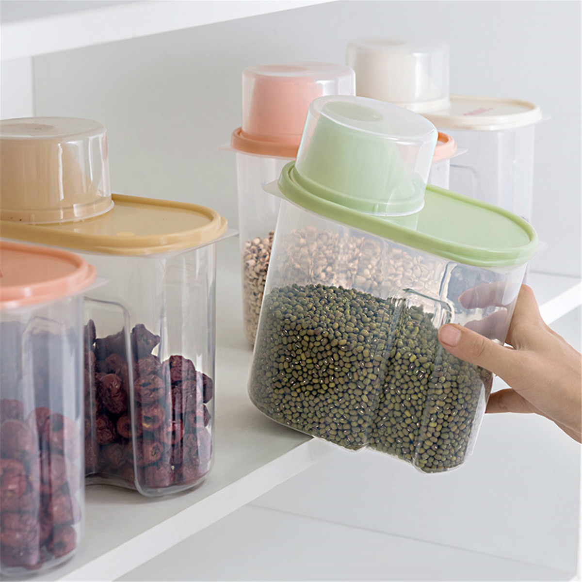 4Pcs-Cereal-Storage-Box-Plastic-Rice-Container-Food-Sealed-Jar-Cans-Kitchen-Grain-Dried-Fruit-Snacks-1730653-8