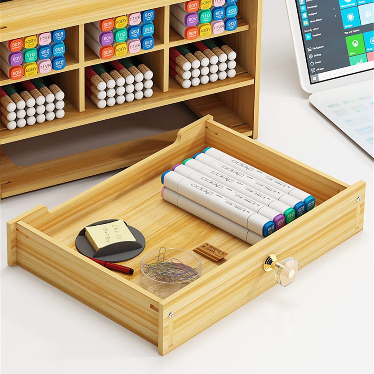 Pen-Holder-Wooden-Pencil-Storage-Holder-Study-Home-Office-Case-Rack-Drawer-1829251-7
