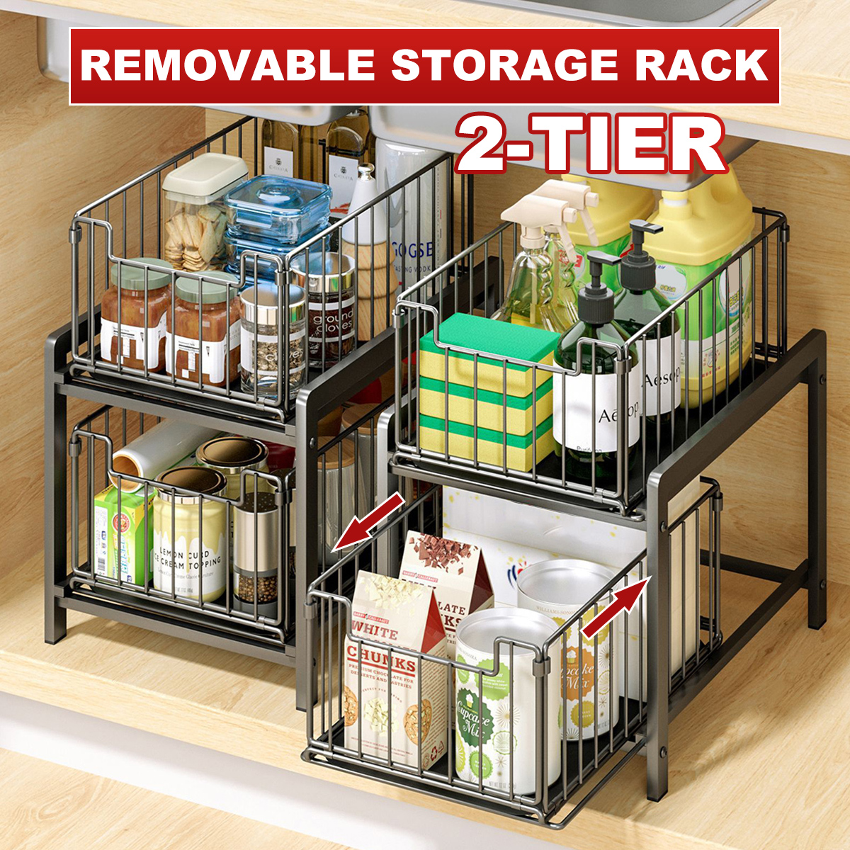 2-Story-Kitchen-Multifunctional-Storage-Rack-Home-Desktop-Pull-Type-1911577-16