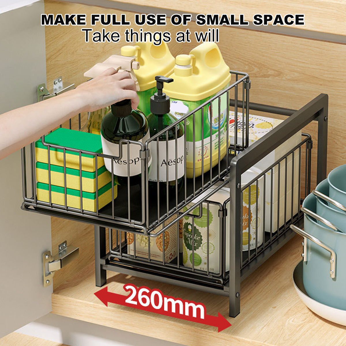 2-Story-Kitchen-Multifunctional-Storage-Rack-Home-Desktop-Pull-Type-1911577-8