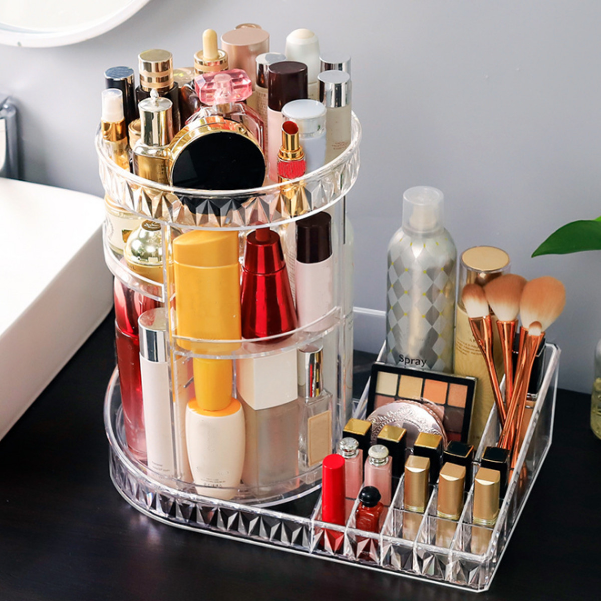 360-Degree-Rotation-Transparent-Tabletop-Acrylic-Cosmetic-Rotating-Makeup-Organizer-Spinning-Rack-La-1587282-2