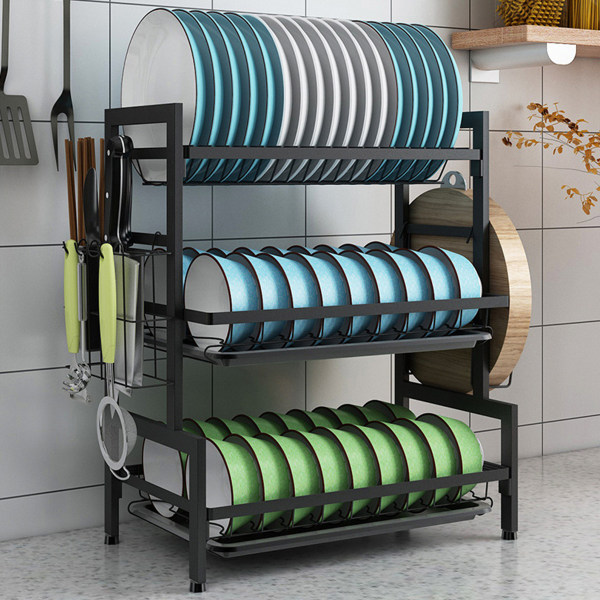 Three-tier-Kitchen-Multi-function-Storage-Rack-and-Dish-Rack-Storage-Cabinet-1911259-3