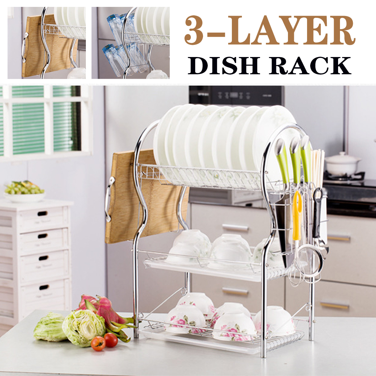 3-Layer-Stainless-Steel-Kitchen-Dish-Rack-Cup-Drying-Drainer-Tray-Cutlery-Holder-1724525-1