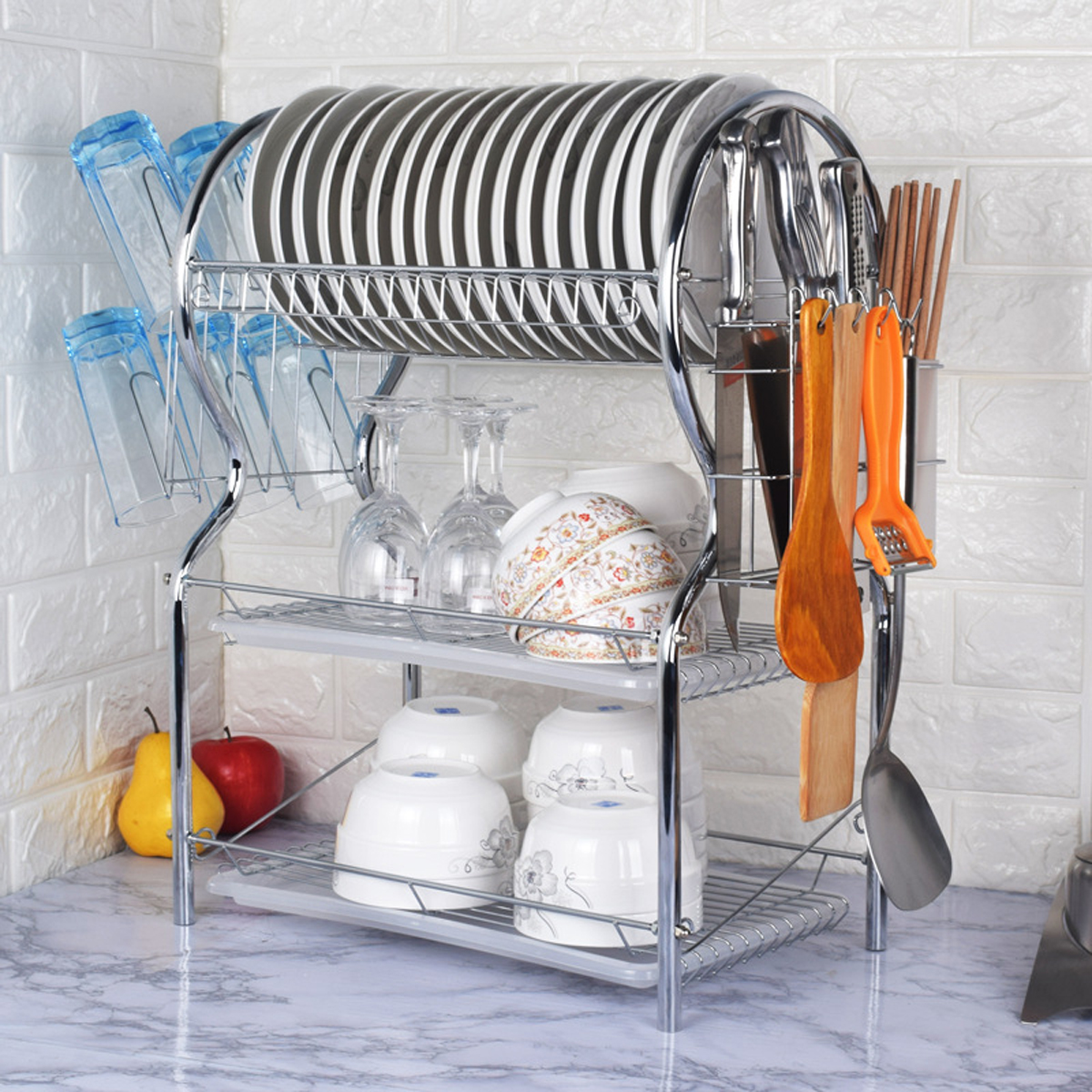 3-Layer-Stainless-Steel-Kitchen-Dish-Rack-Cup-Drying-Drainer-Tray-Cutlery-Holder-1724525-7