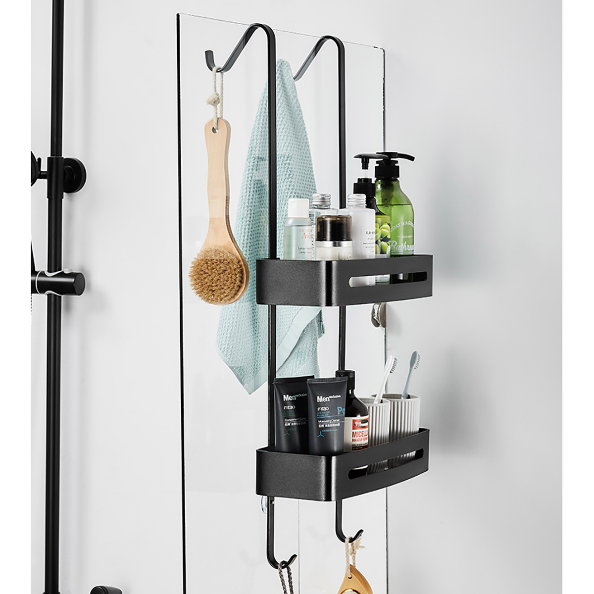 Black-Hanging-Bath-Shelves-Bathroom-Shelf-Organizer-Nail-free-Shampoo-Holder-1730558-7