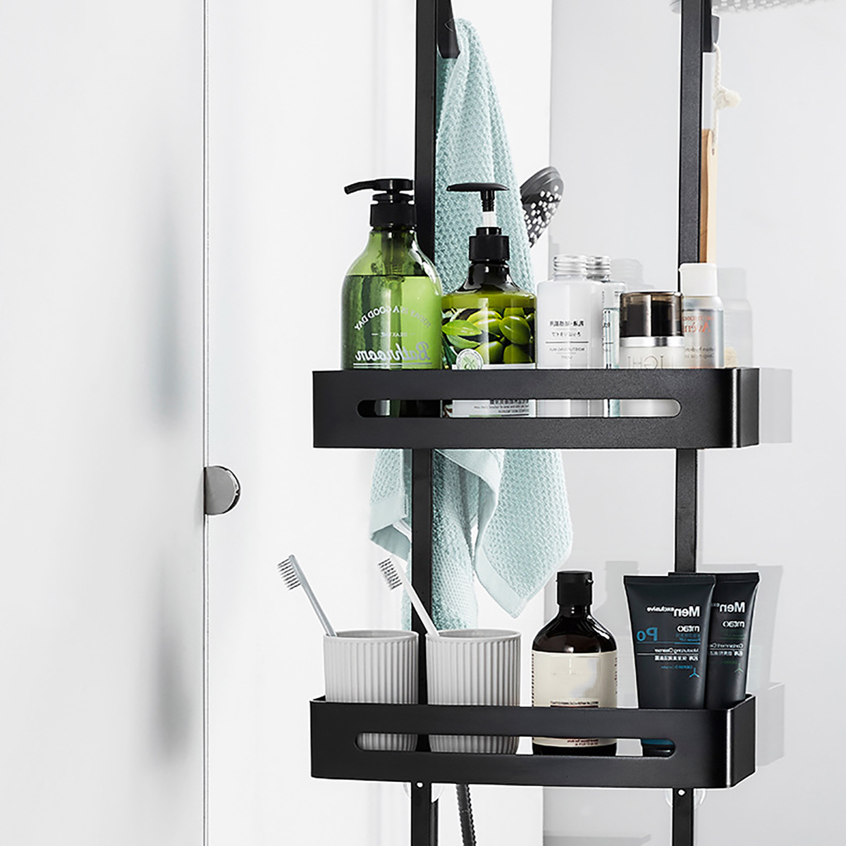 Black-Hanging-Bath-Shelves-Bathroom-Shelf-Organizer-Nail-free-Shampoo-Holder-1730558-8