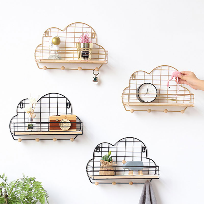 Wall-Mounted-Shelf-Metal-Wire-Rack-Storage-Unit-With-Hooks-Key-Basket-Hanger-1676470-3