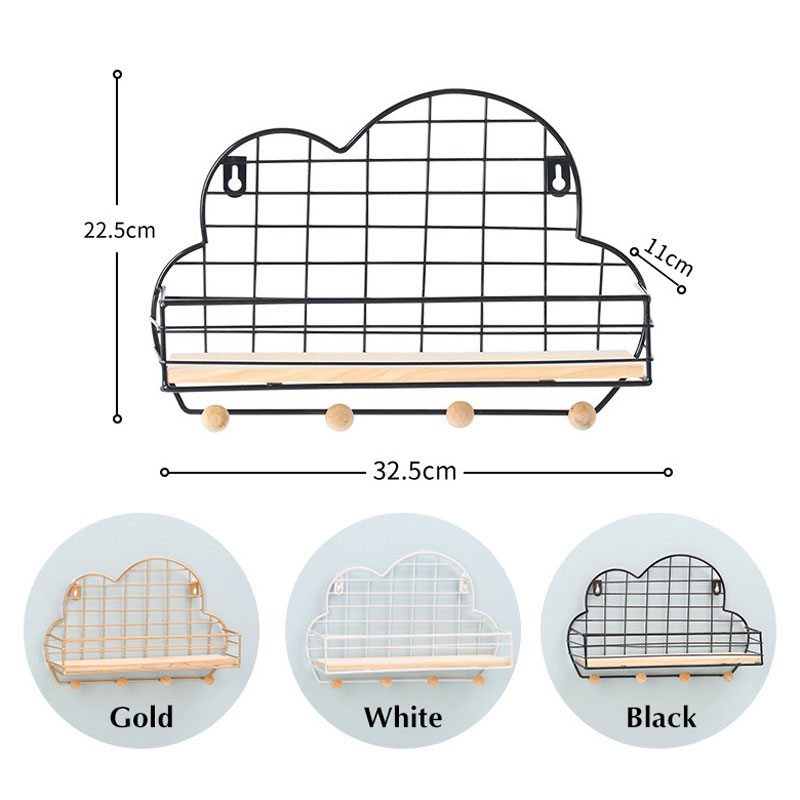 Wall-Mounted-Shelf-Metal-Wire-Rack-Storage-Unit-With-Hooks-Key-Basket-Hanger-1676470-4