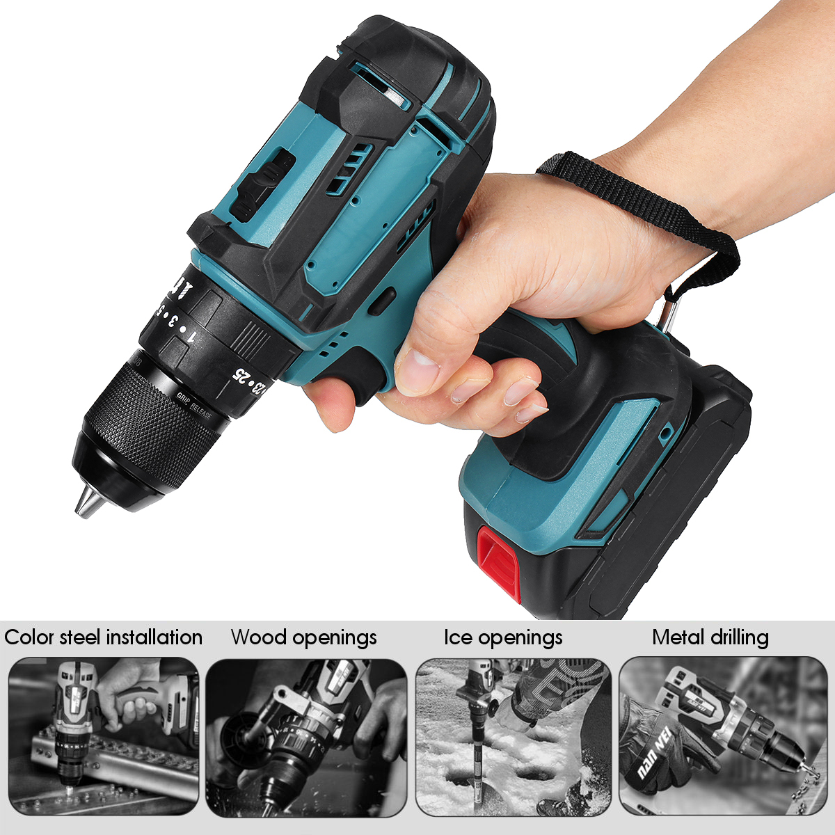350Nm-4000-rpm-Electric-drill-3-In-1-Hammer-Flat-Drill-Screwdriver-Churn-Drill-with-Battery-1955074-14
