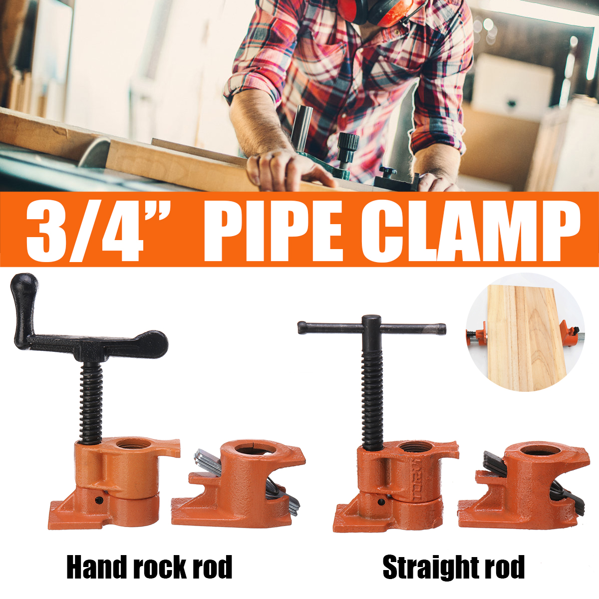 Wood-Gluing-Pipe-Clamp-34-Inch-Heavy-Duty-Woodworking-Cast-Iron-Pipe-Clamp-1471416-3