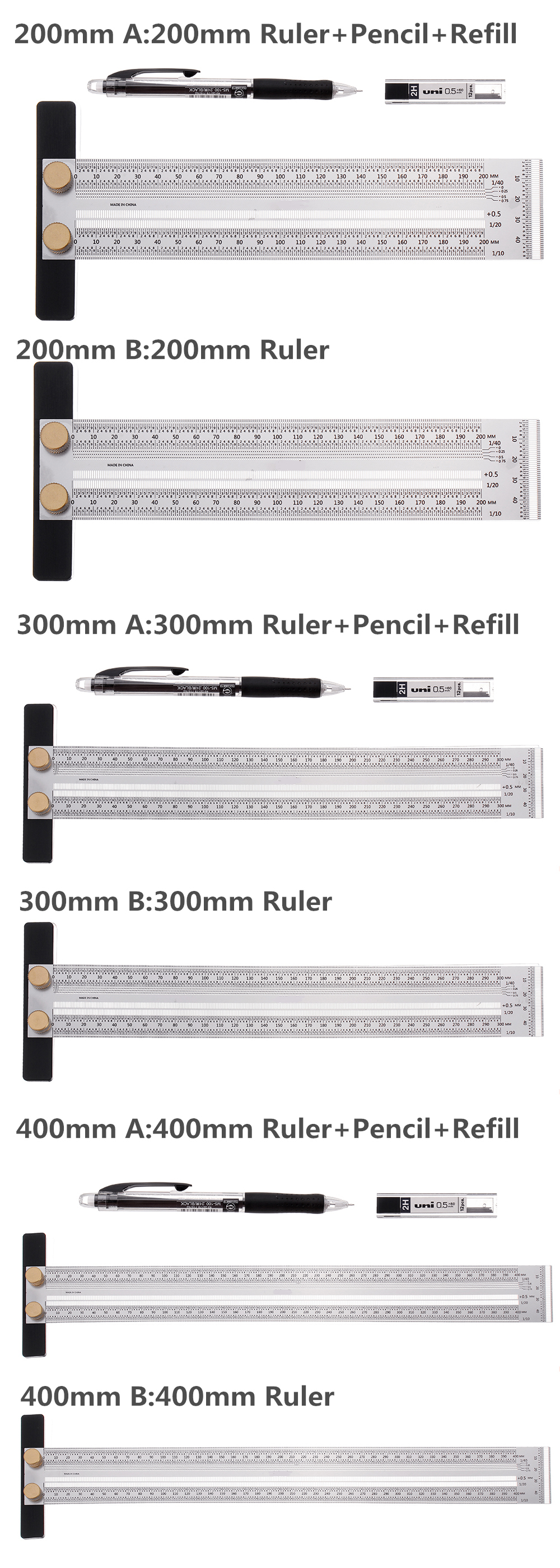 Drillpro-200300400mm-Stainless-Steel-Precision-Marking-T-Ruler-Hole-Positioning-Measuring-Ruler-Wood-1601316-7