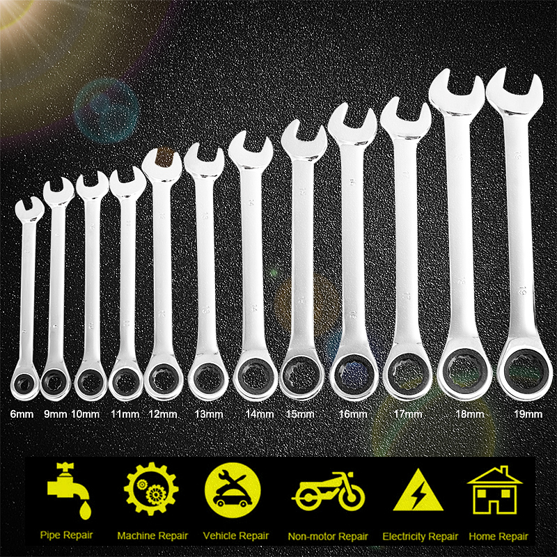 12Pcs-6-19mm-Ratchet-Wrench-Set-Ratcheting-Spanner-Car-Repair-Tool-DIY-Open-Ring-1047466-2