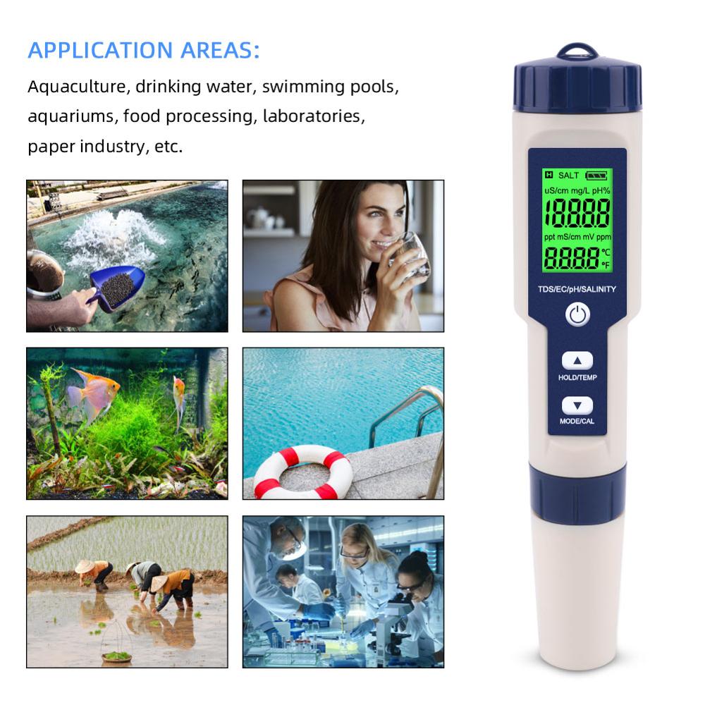 EZ-9909A-5-in-1-TDSECPHSalinityTemperature-Meter-Digital-Water-Quality-Monitor-Tester-for-Pools-Drin-1722754-9